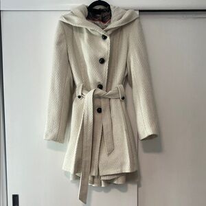 Steve Madden Cream Hooded Trench Coat